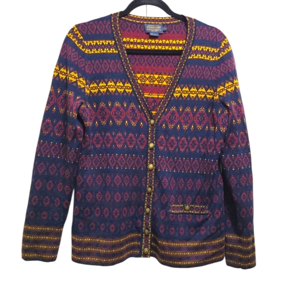 Pendleton Aztec Cardigan Sweater Size M Womens - Picture 1 of 16